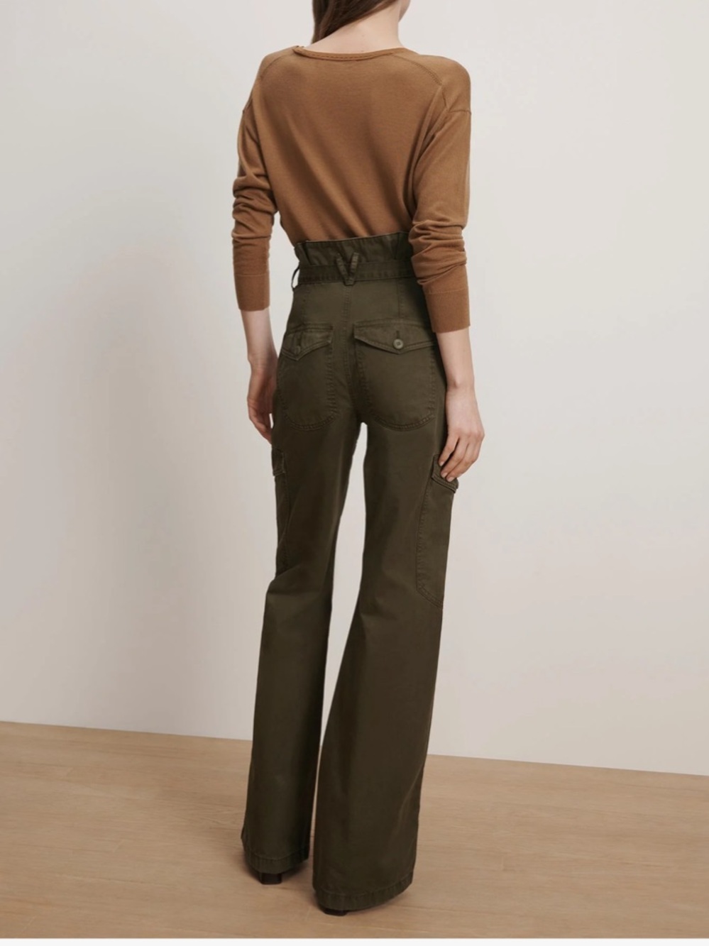 Veronica Beard Damara Cotton Wide-Leg Cargo Pants Sz 29 Cypress Green NWT - Picture 2 of 14